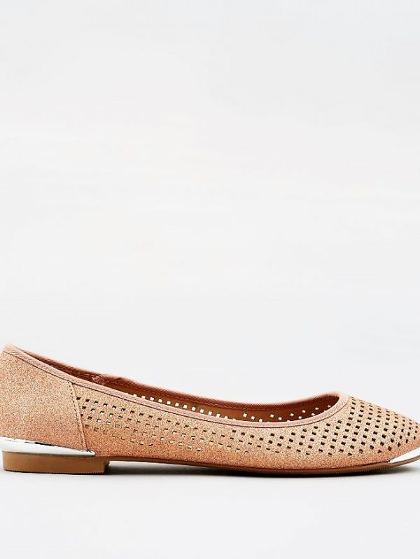 Rose gold glitter cut-out metallic detail pumps